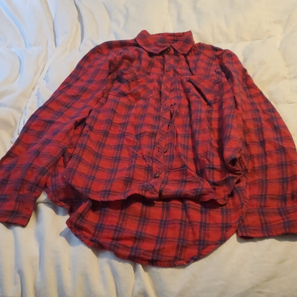 Abercrombie & Fitch Red Flannel Button Down Small